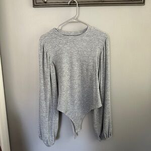 Gray long sleeve bodysuit